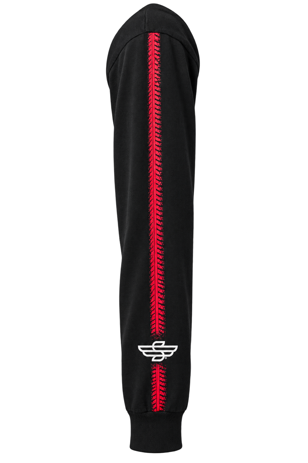 Sturgis 2026 official long sleeve shirt in Black / Red Rough Stripe — sleeve print detail