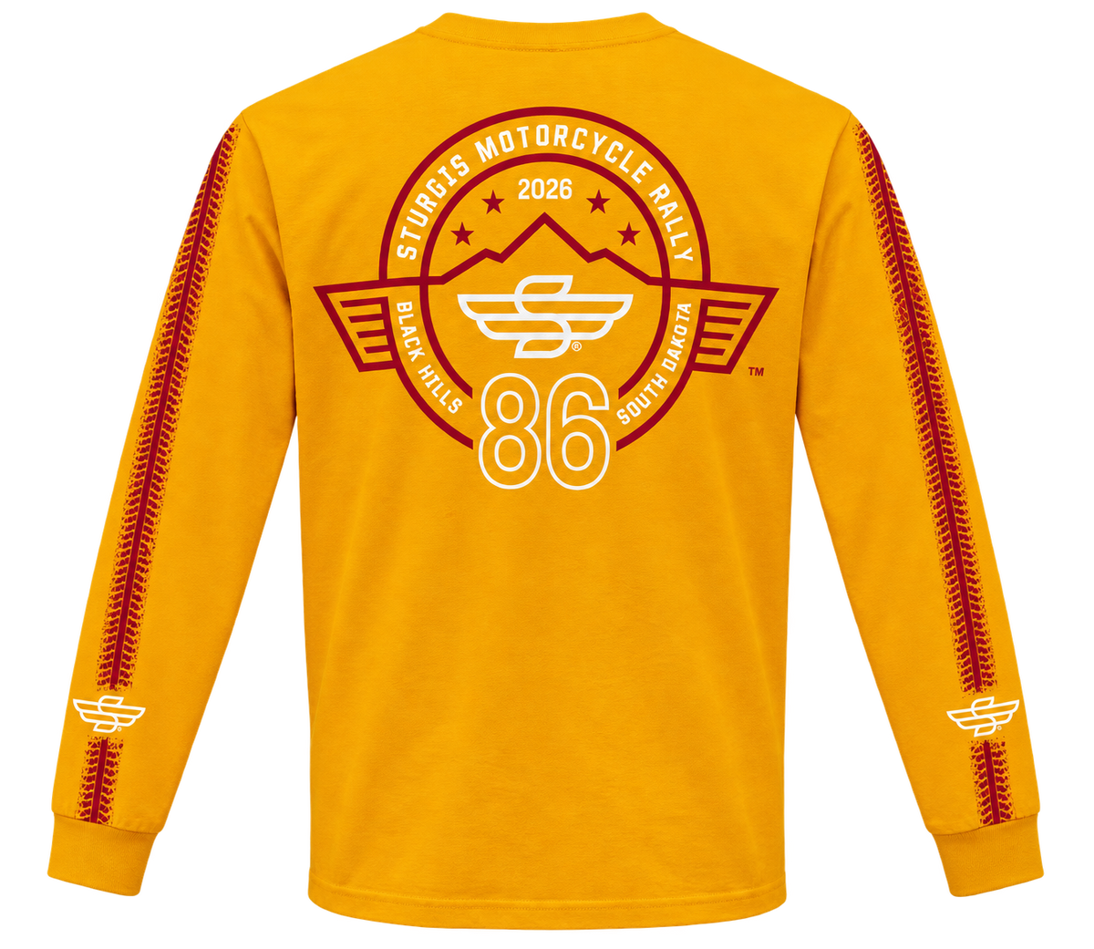 Sturgis 2026 official long sleeve shirt in Yellow / Red Rough Stripe — back view
