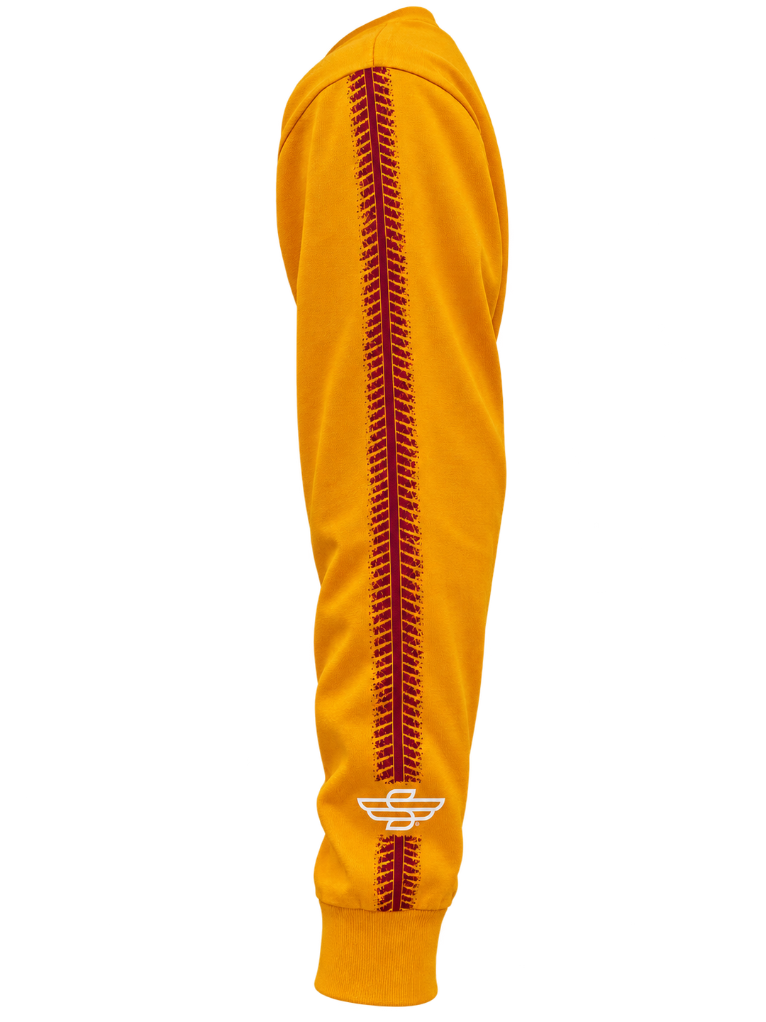 Sturgis 2026 official long sleeve shirt in Yellow / Red Rough Stripe — sleeve print detail