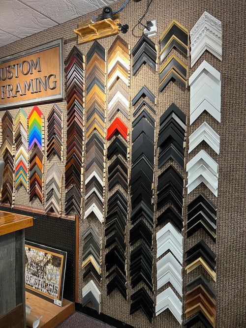 A selection of frame mouldings in our Sturgis framing room