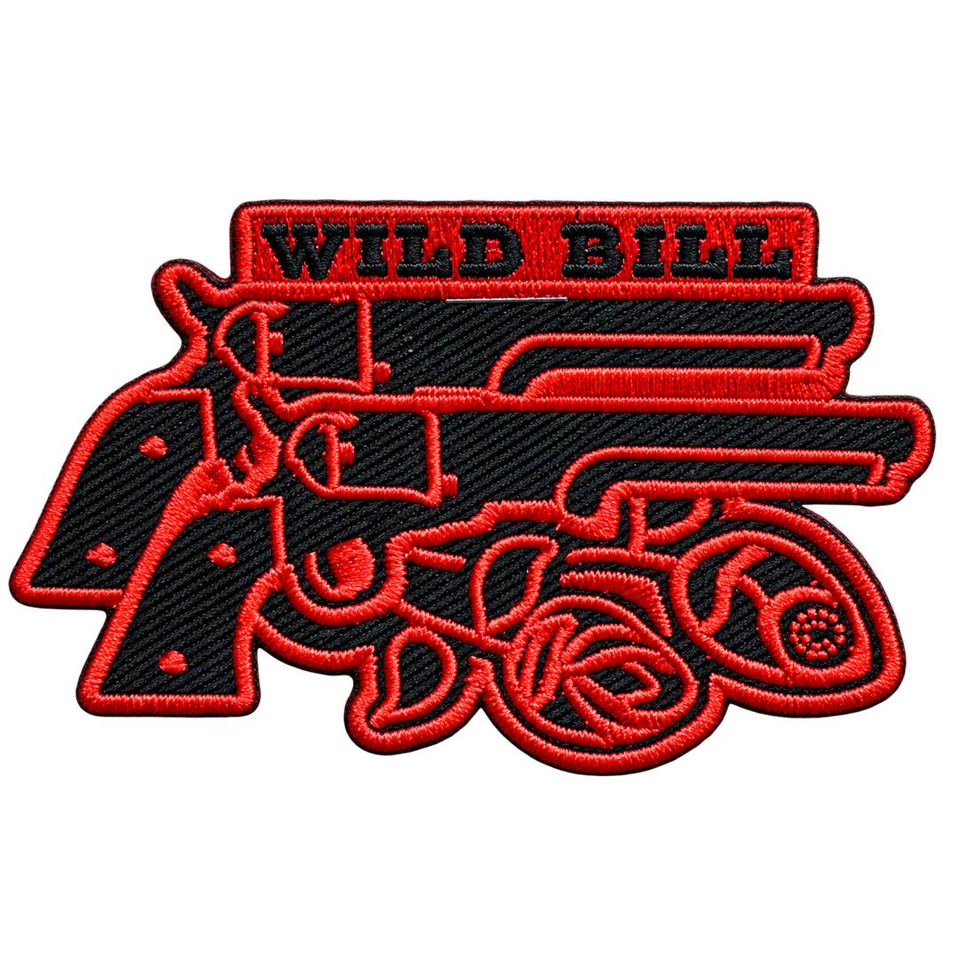 Wild Bill Red Revolvers &amp; Lasso Embroidered Patch — patch only
