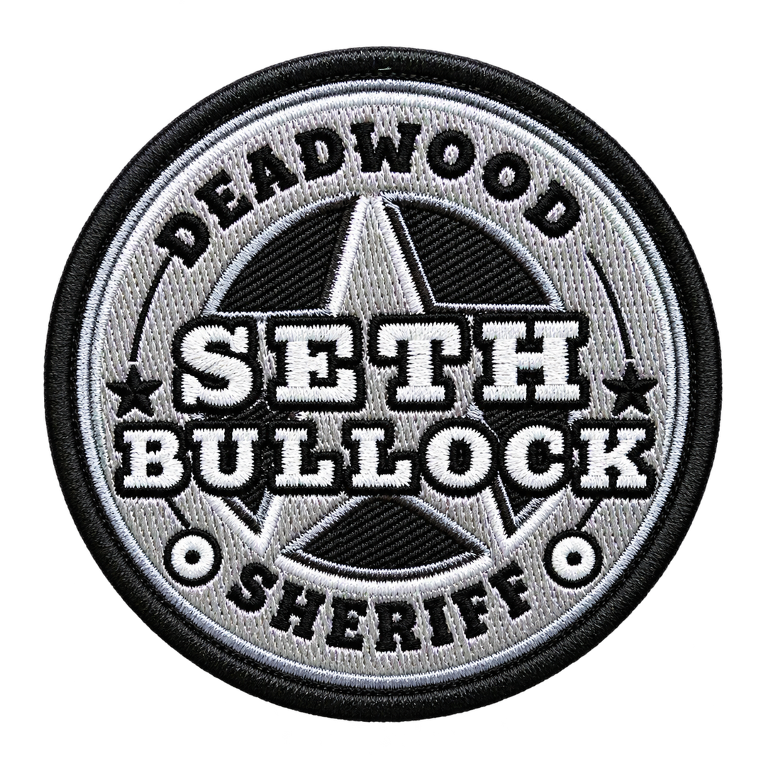 Deadwood Sheriff Seth Bullock Silver Star Round Embroidered Patch — patch only