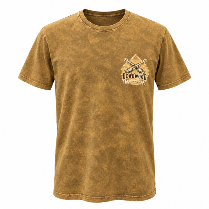 Washed brown Wild Bill Hickok Deadwood Prince of Pistoleers T-shirt, front view