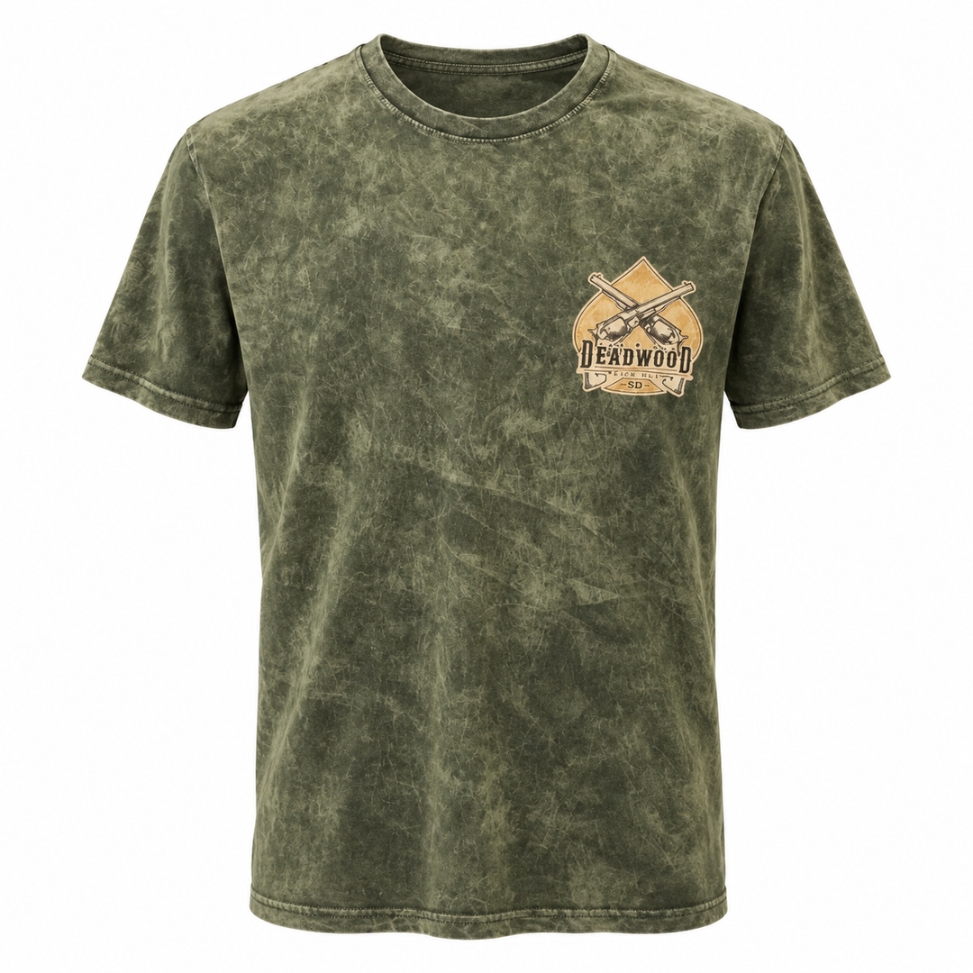 Washed green Wild Bill Hickok Deadwood Prince of Pistoleers T-shirt, front view